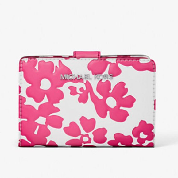 Michael Kors Jet Set Medium Floral Print Bi-Fold Wallet NWT - Picture 1 of 4
